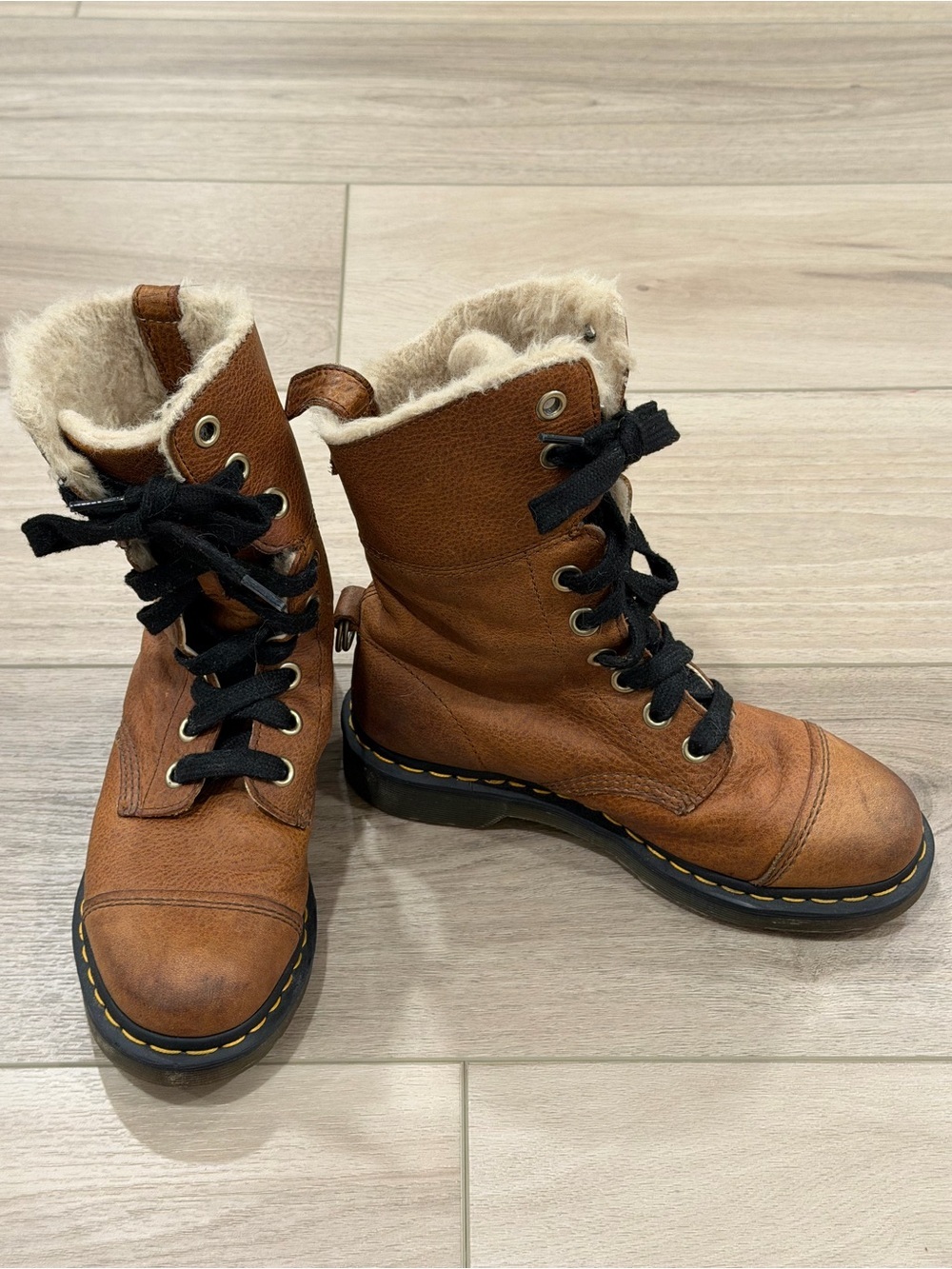 Dr. Martens Aimilita, Brown Fur Boots, Winter Shoes Size UK 6, EU 39 US 8